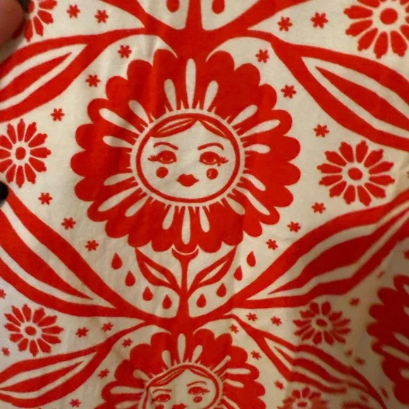 Blue Platypus Red and White Scandinavian Floral Dress- Medium - Picture 4 of 5